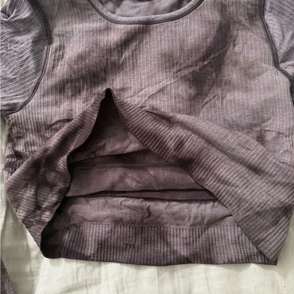 Lululemon Ebb to Street Gray Tie-Dye Long Sleeve Crop Top - Picture 2 of 3